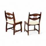 Six Razor-Back Walnut Dining Chairs, Guillerme and Chambron, 1950s