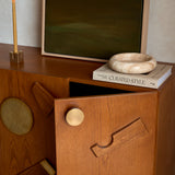 Brutalist Style Wood & Brass Sideboard, Italian